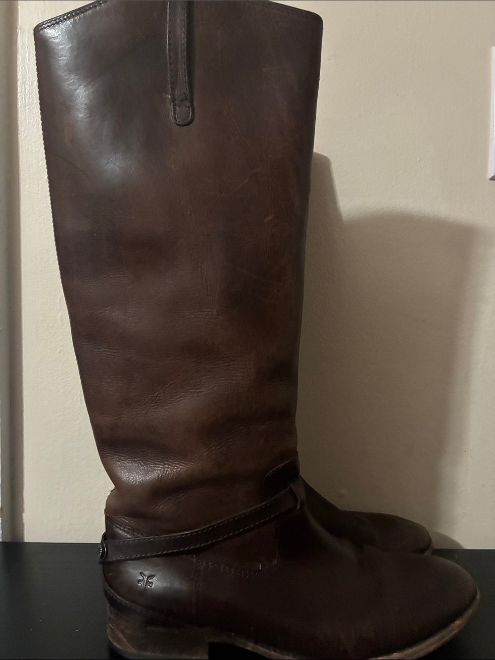Frye Lindsay Plate Tall Riding Boots dark brown women’s size 7